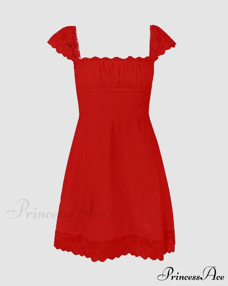 Euboea Sweetheart Stylish Mini Dress Red / XS
