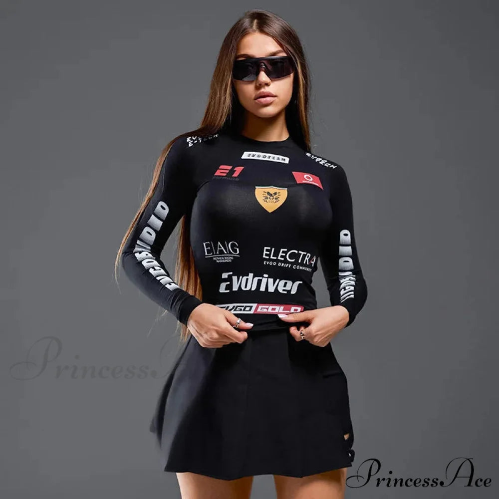 European American Motorcycle Style Correspondence Slim Knit Top knittop-250126