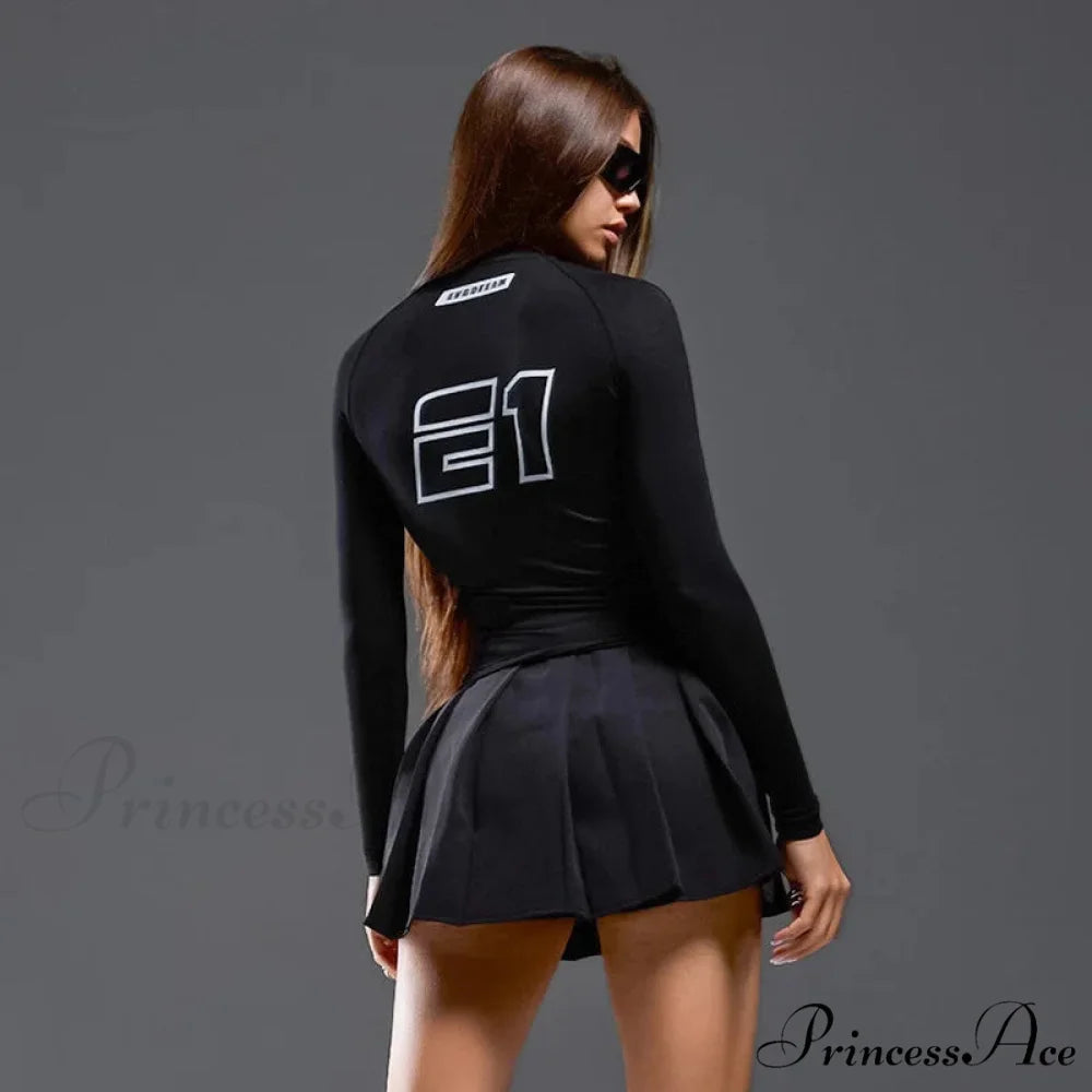 European American Motorcycle Style Correspondence Slim Knit Top knittop-250126