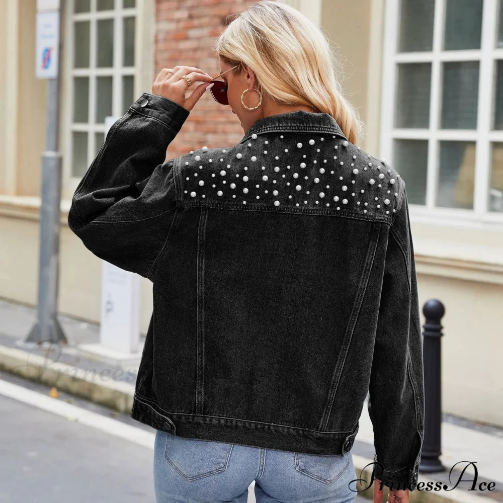 European American Slim-fit Retro Washed Short Denim Jacket BLACK / S