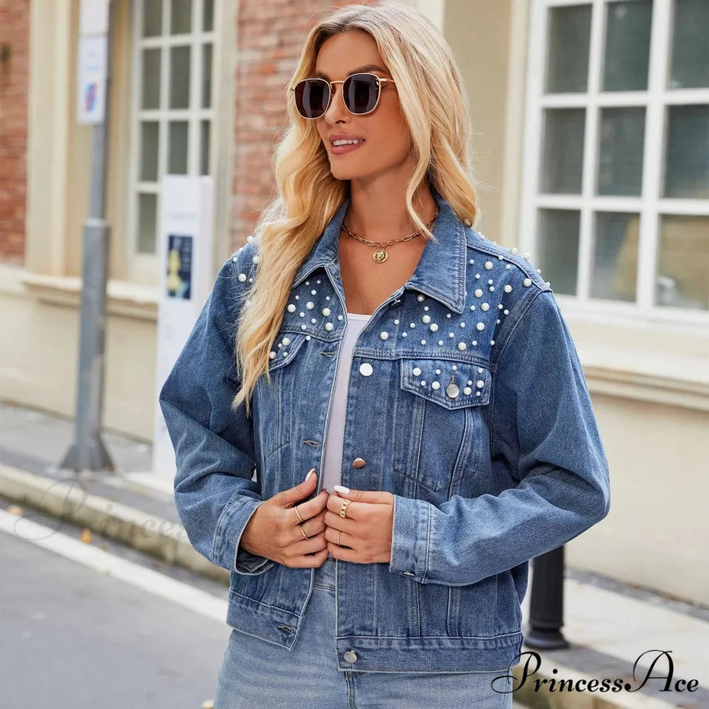 European American Slim-fit Retro Washed Short Denim Jacket BLUE / S