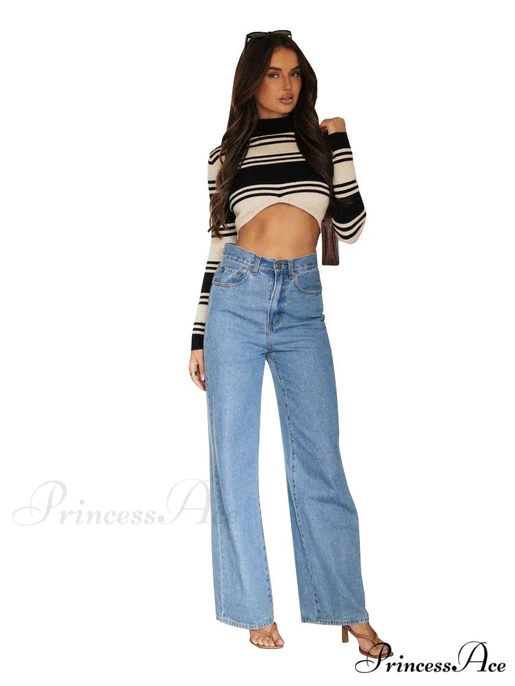 European and American Women’s Washed Fashion Long Basic Straight-leg Pants All-match for All Seasons Jean