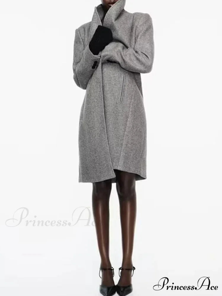 European Soft Slim Style Overcoat Modified Title: European Gentle Fitted Fashion Overcoat GRAY / XS overcoats-241228