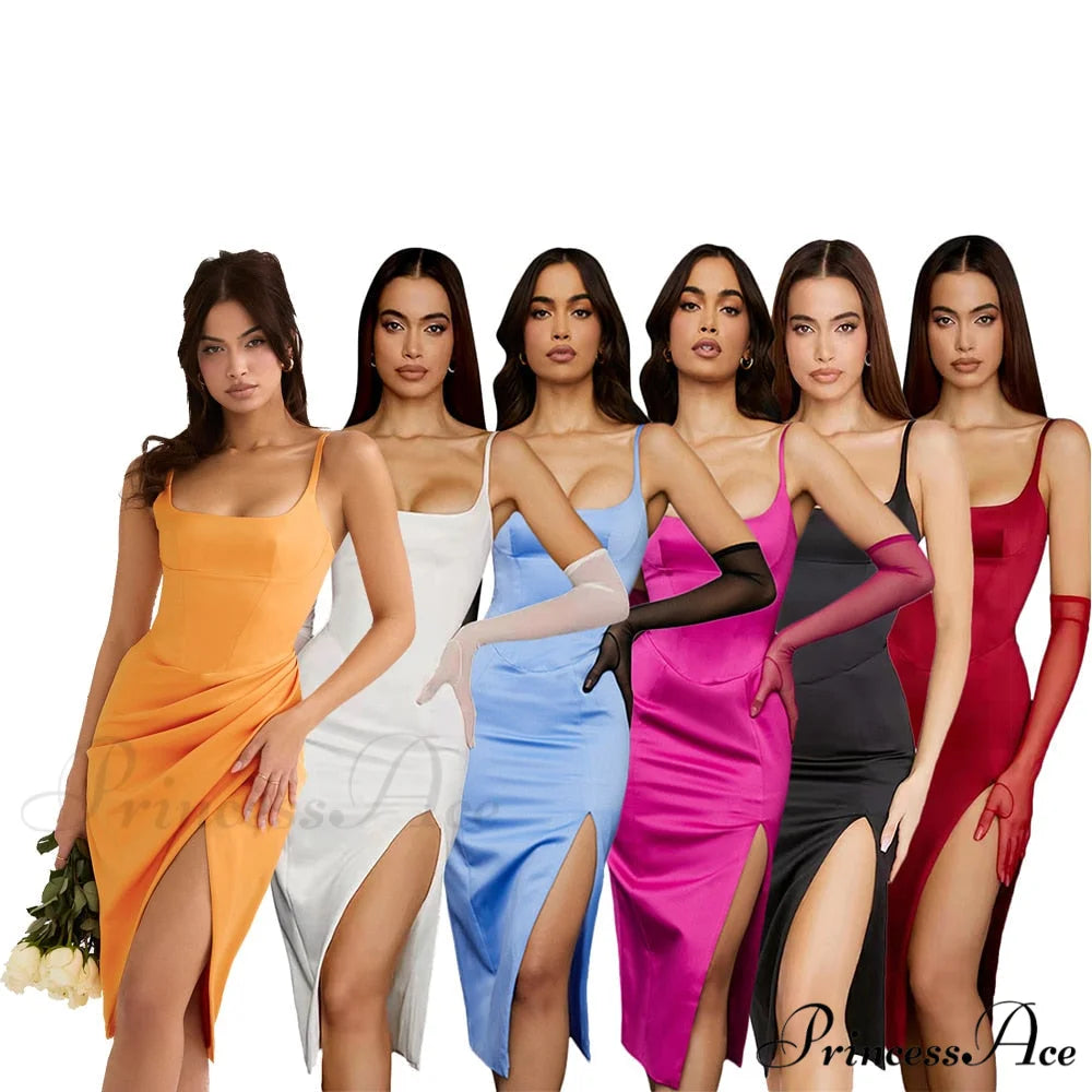 Eve Gown Dress New Women Warm-Season Midi Satin Elegant Black for Party White Night Evening - Years Bodycon Dresses