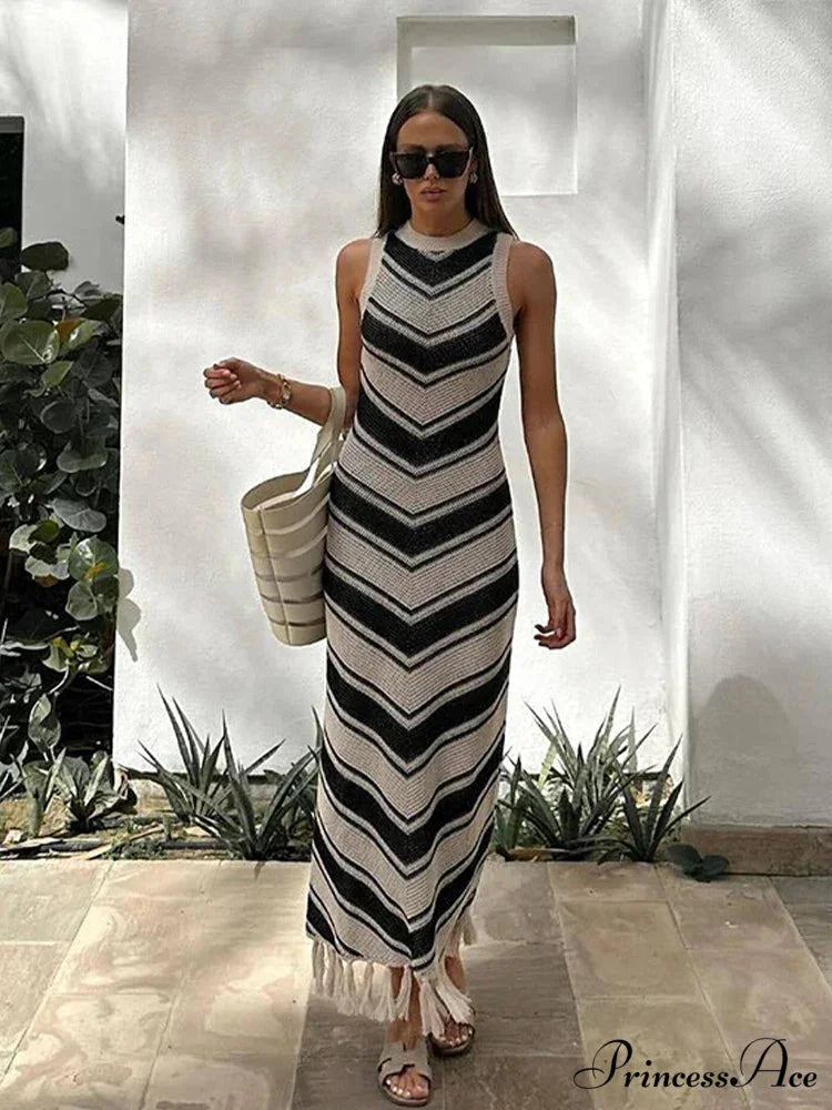 EVE KNITTED Stylish MAXI DRESS Print / S
