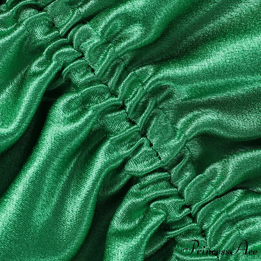 Evening Boxy Ruched Side Party Satin Solid Dresses Clubwear Gown Split Sleeveless Elegant Neckline Vestidos