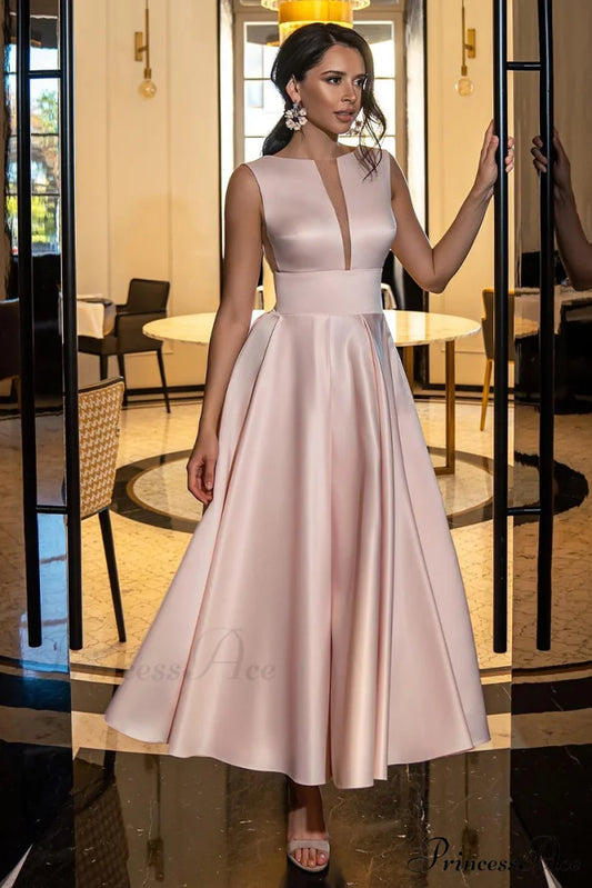 Evening Spotlight Satin Trendy Sleeveless Midi Dress Blush / 2