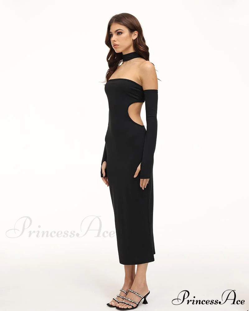 Eventide Horizon Tube Charming Halter Dress with Gloves