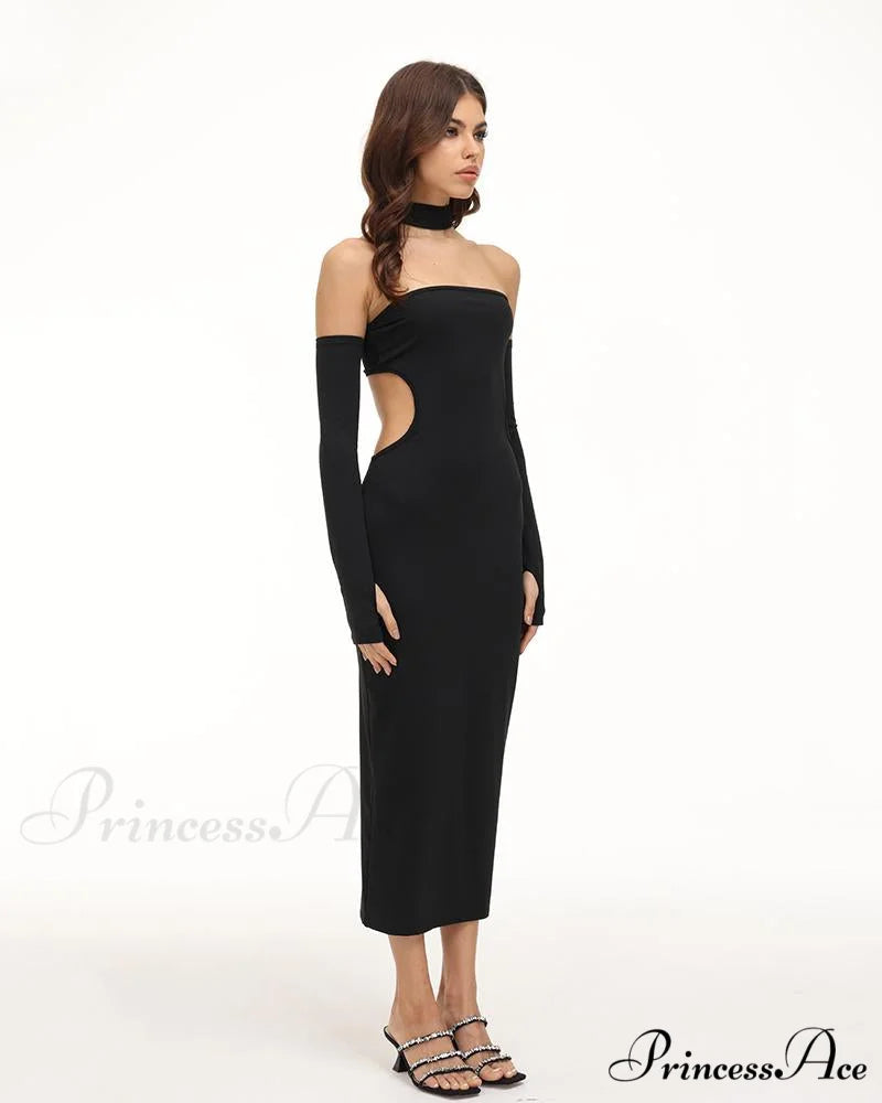 Eventide Horizon Tube Charming Halter Dress with Gloves