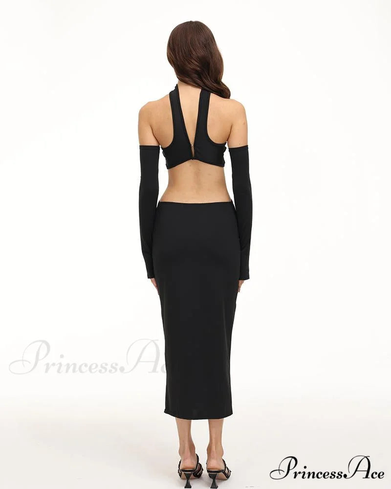 Eventide Horizon Tube Charming Halter Dress with Gloves