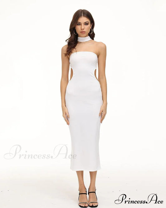 Eventide Horizon Tube Charming Halter Dress with Gloves White / XS