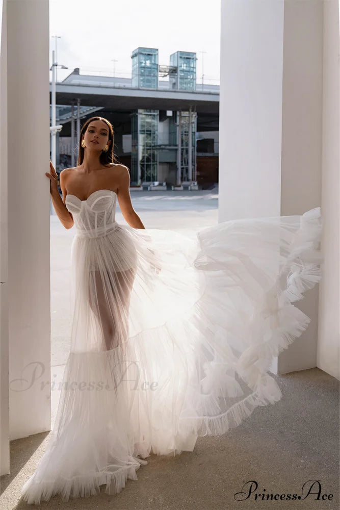 Everlasting Love Strapless Trendy A-Line Sheer Wedding Dress