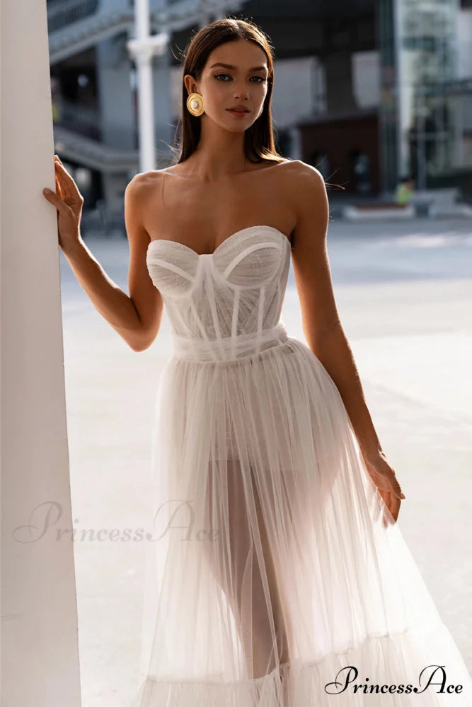 Everlasting Love Strapless Trendy A-Line Sheer Wedding Dress