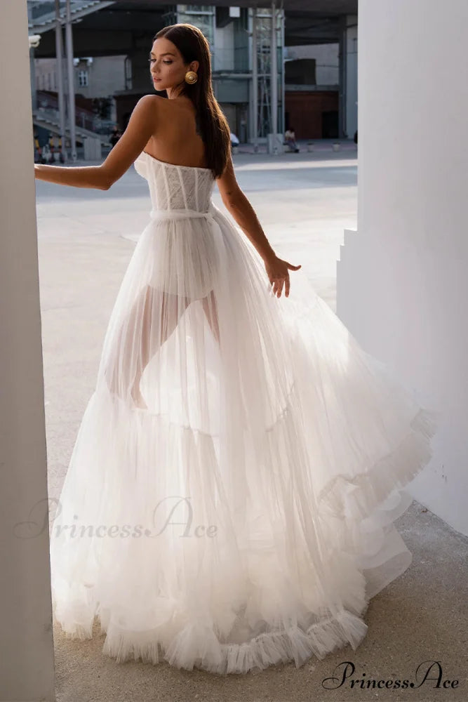 Everlasting Love Strapless Trendy A-Line Sheer Wedding Dress