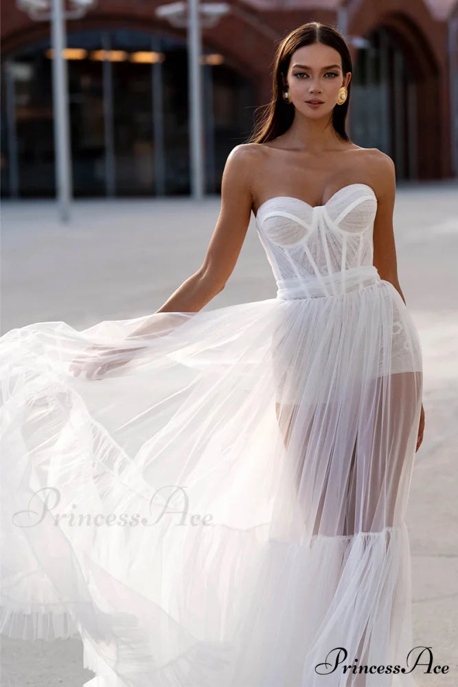 Everlasting Love Strapless Trendy A-Line Sheer Wedding Dress