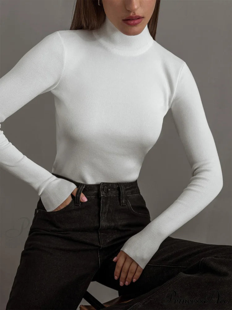 Everyday Long Graceful Sleeve Knit Top White / XS