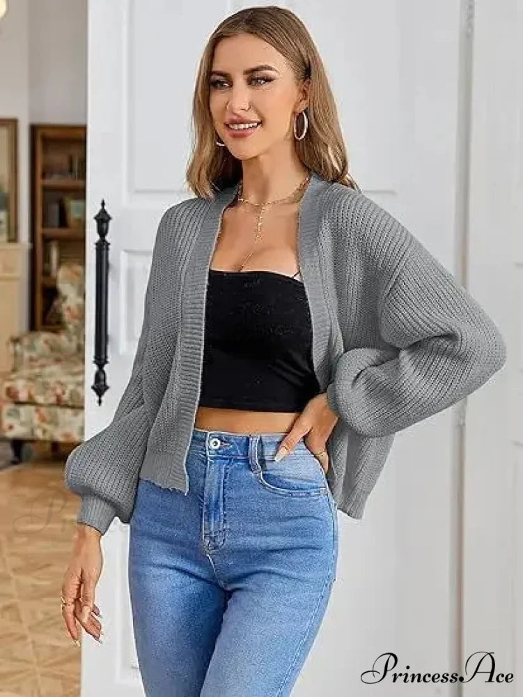 Excitement Cutting Inactive Breeze Knit Cardigan GRAY / S cardiagn-250126