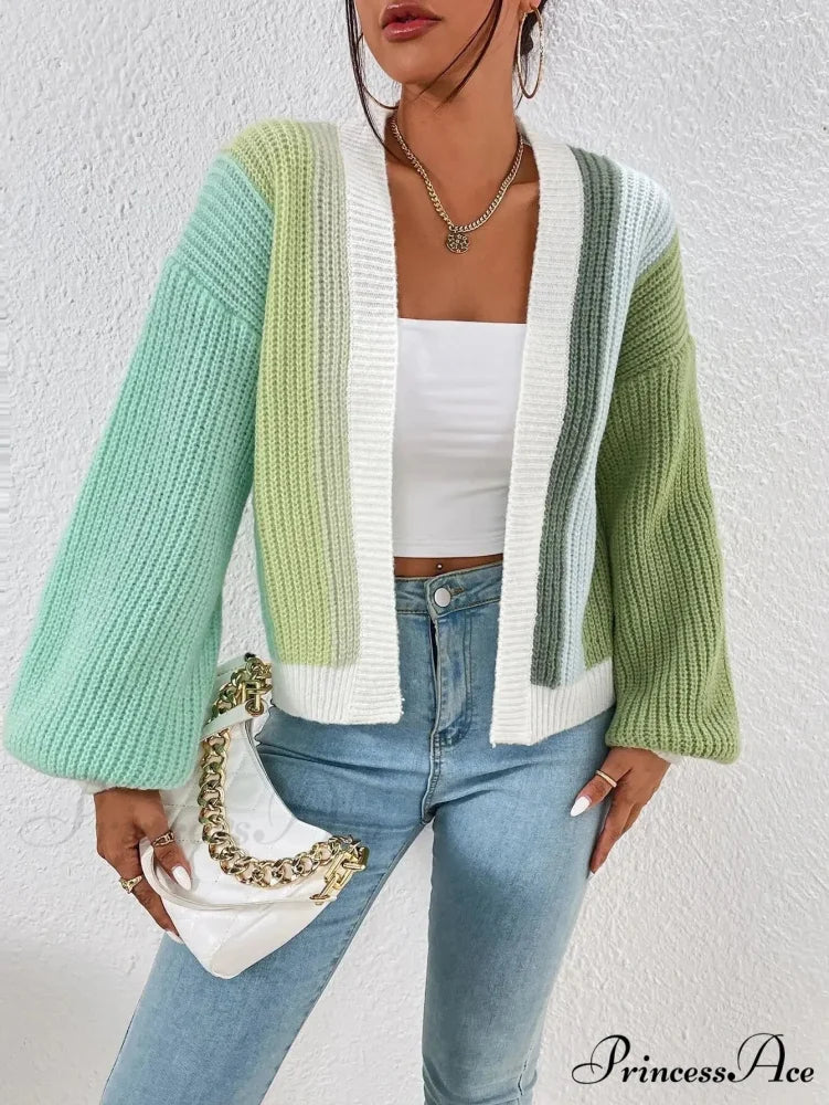 Excitement Cutting Inactive Breeze Knit Cardigan Green / S cardiagn-250126