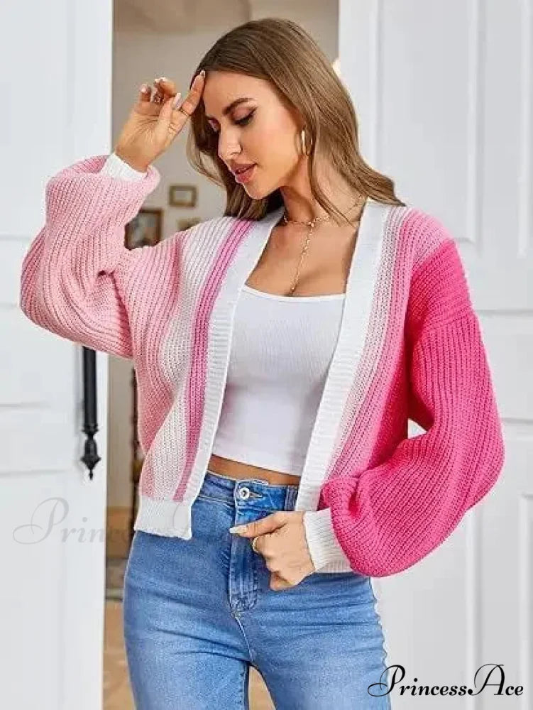 Excitement Cutting Inactive Breeze Knit Cardigan Rose Red / S cardiagn-250126
