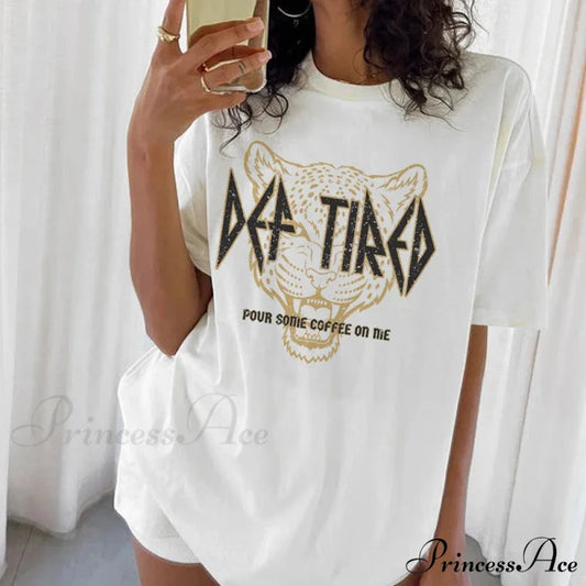 Exhausted Cheetah Pattern Humorous Tee WHITE / S t-shirt-250223
