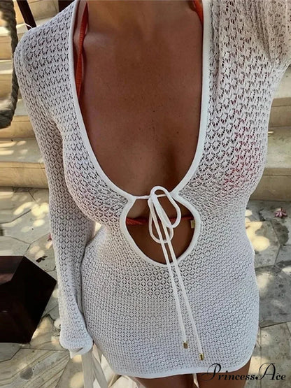 Extended Flare-Sleeve Lace Mini Dress minidress-250223