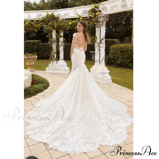 Extended Railway Lace Bridal Wedding Gown weddingdress-250223