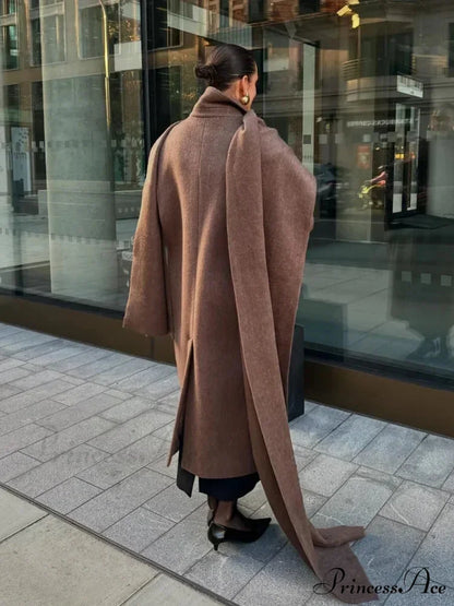 Extended Scarf Wool Mix Coat coats-241228