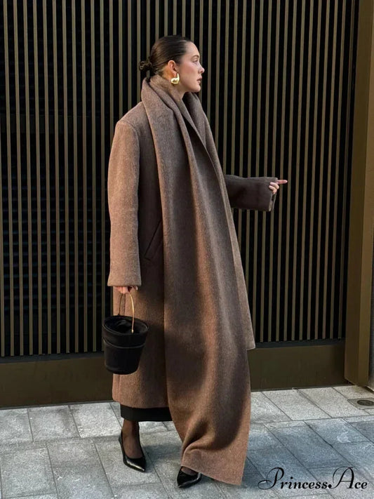 Extended Scarf Wool Mix Coat coats-241228