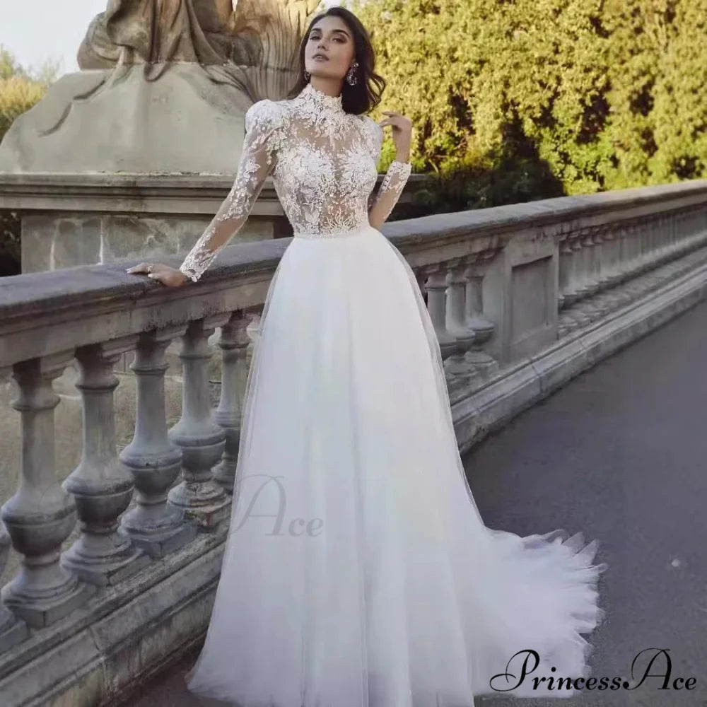 Extended Sleeve French Royalty Wedding Gown weddingdress-250223