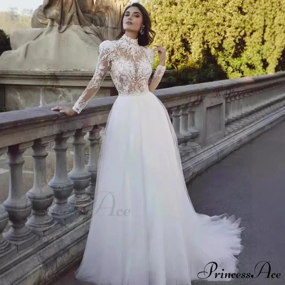Extended Sleeve French Royalty Wedding Gown weddingdress-250223
