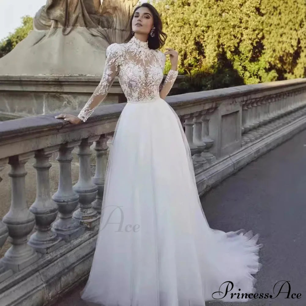 Extended Sleeve French Royalty Wedding Gown weddingdress-250223