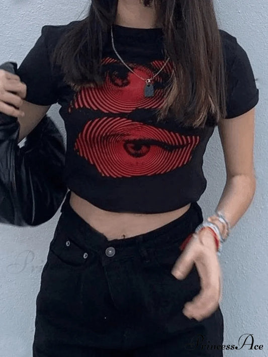 Eye Look Graphic Trendy Crop Tank Top