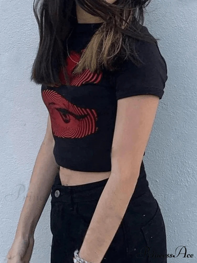 Eye Look Graphic Trendy Crop Tank Top