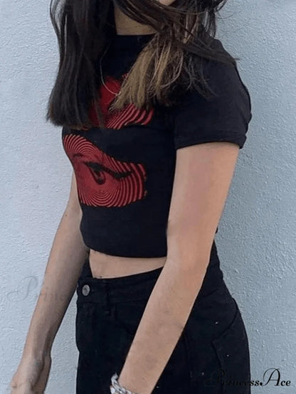 Eye Look Graphic Trendy Crop Tank Top