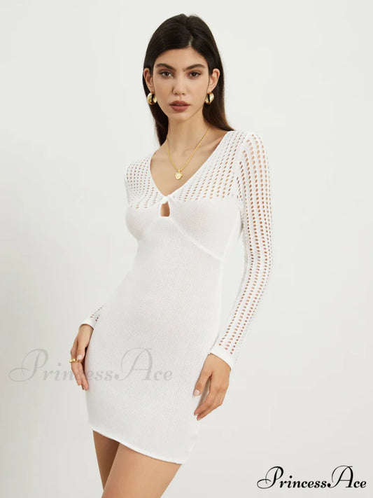 Eyelet Bodycon Graceful Short Dress