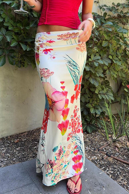 High Waist Floral Print Pencil Skirt