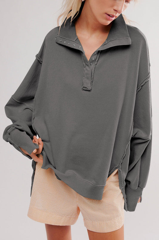 Oversized Split Collar Sweatshirt