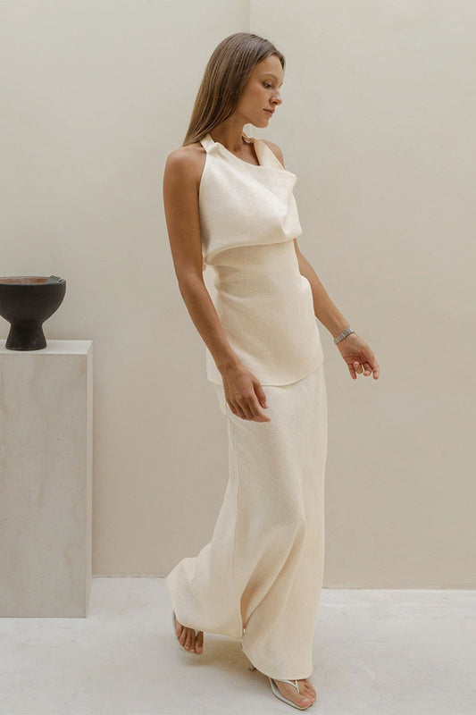Cowl Neck Halter Top Mermaid Skirt Set