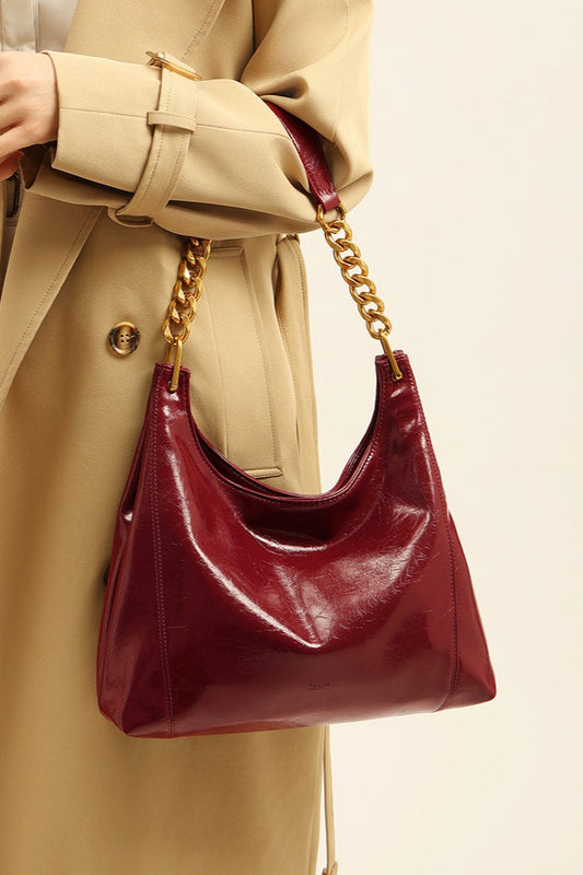 Red Large Capacity Tote Bag Elegant Shoulder Underarm Bag