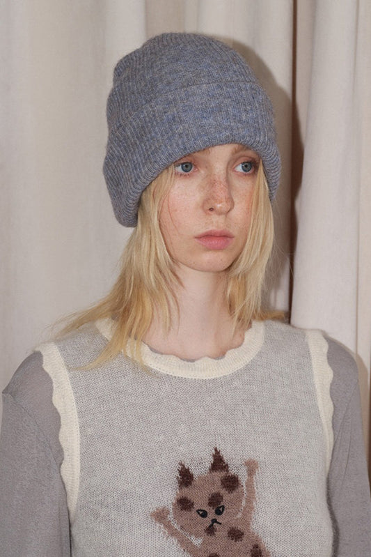 Solid Color Double Layer Soft Wool Knitted Hat