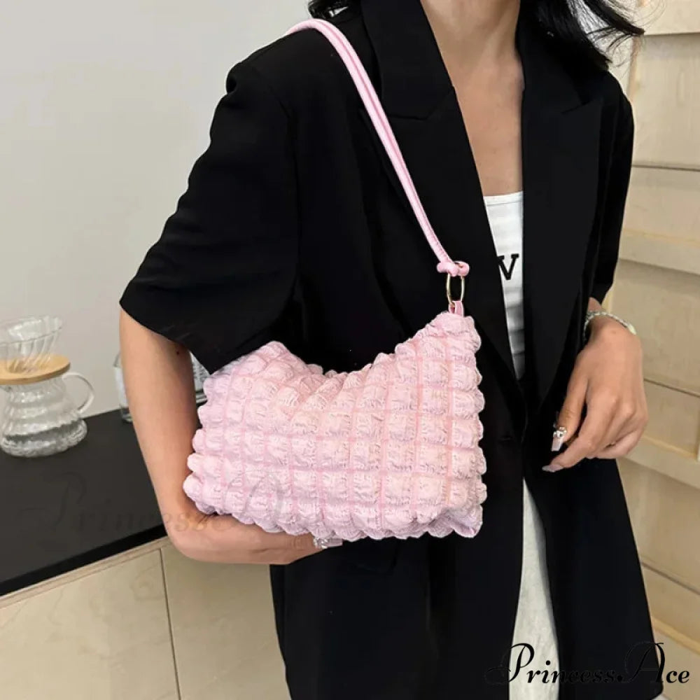 Fabric Folded Shoulder Padded Tote Bag shoulder-250126