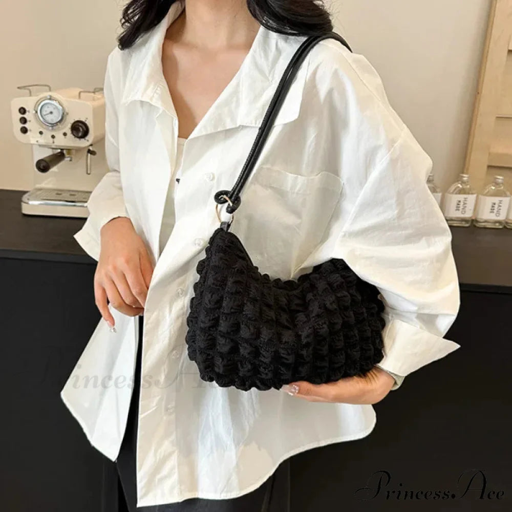 Fabric Folded Shoulder Padded Tote Bag shoulder-250126