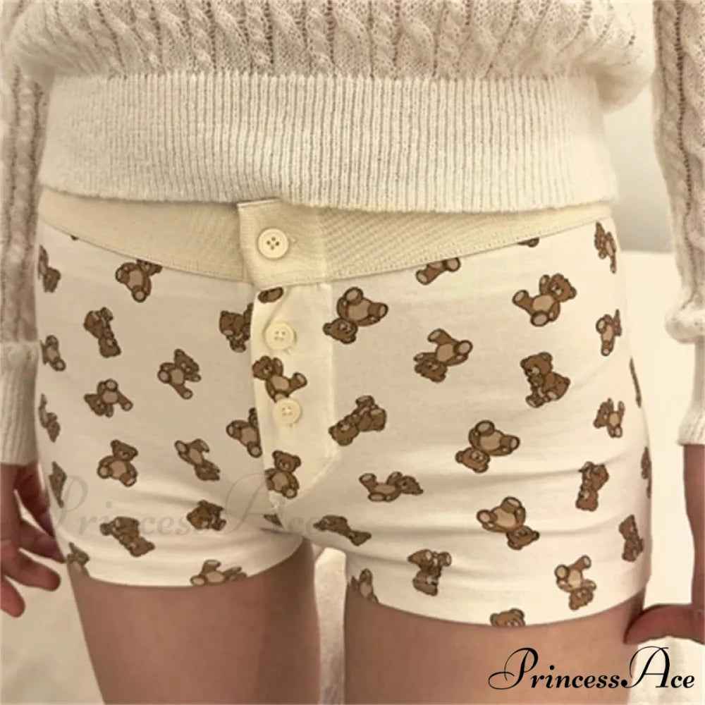 Fabric Pattern Button Sweatshort Ivory / S short-250223