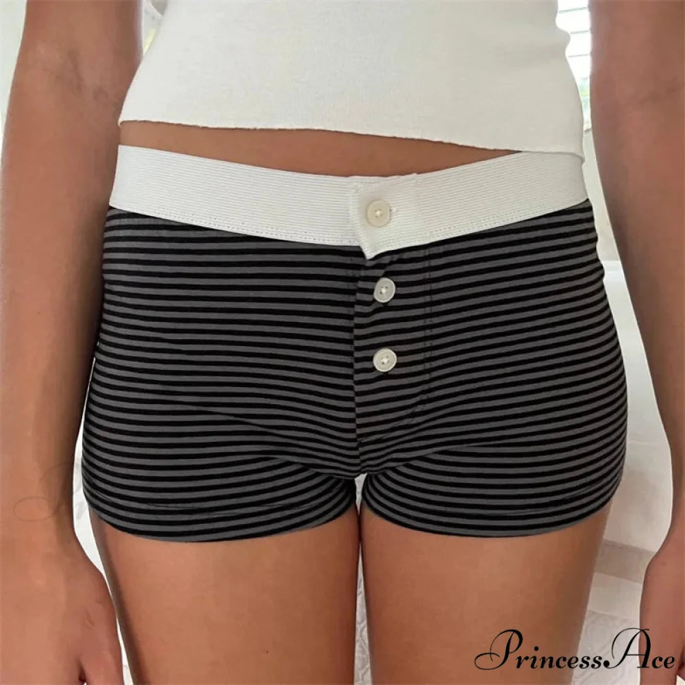 Fabric Pattern Button Sweatshort Mixed Color / S short-250223