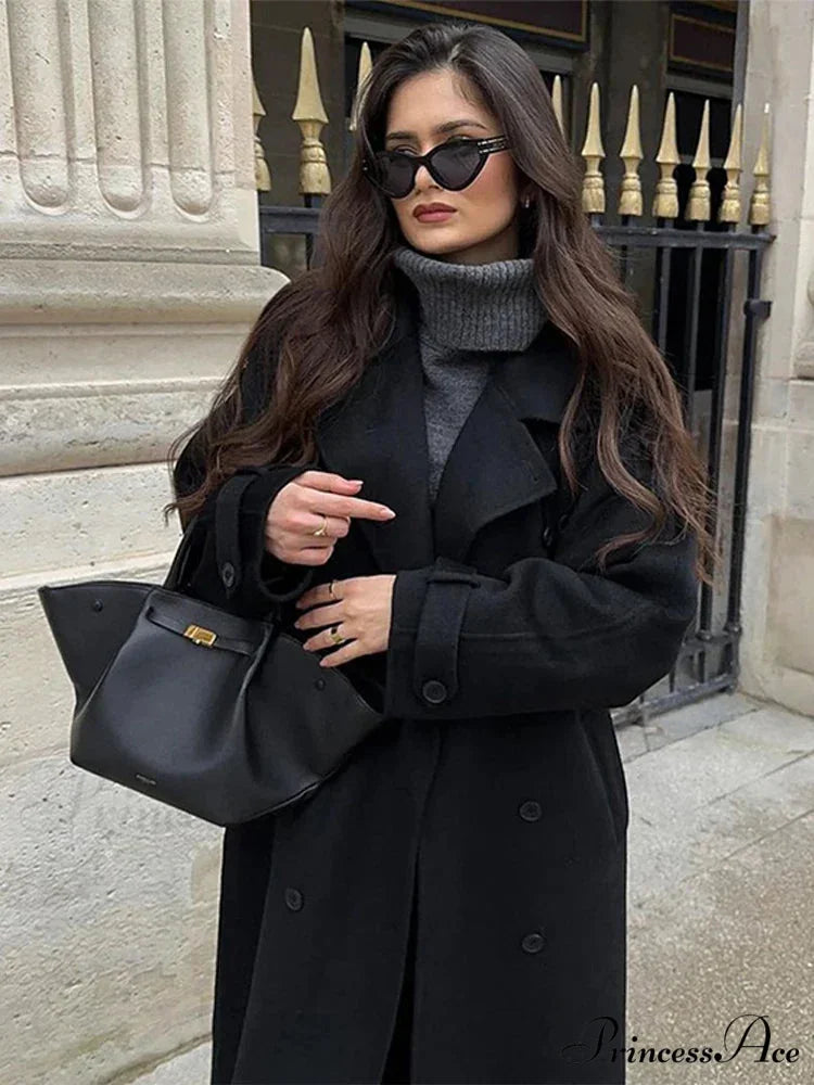 Fabric Trench Cinched Collar Long Sleeve Overcoat overcoats-241228