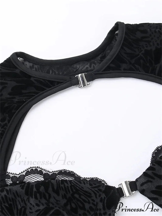 Fairycore Grunge Lace Backless Hollow Out Short Sleeve T-Shirts