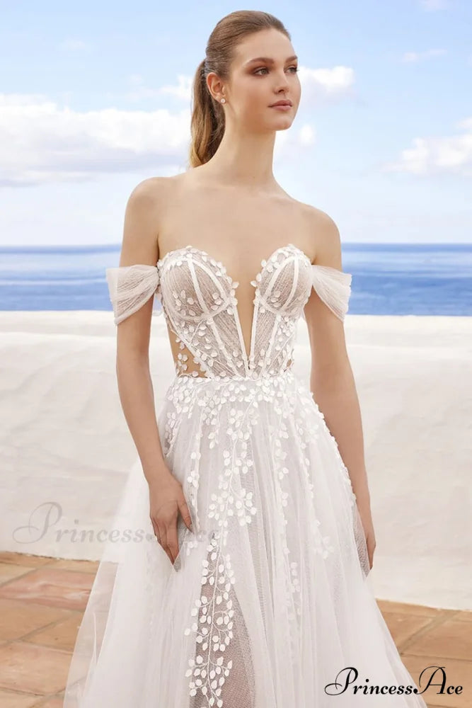 Fairytale Romance Graceful Off-the-Shoulder Wedding Dress