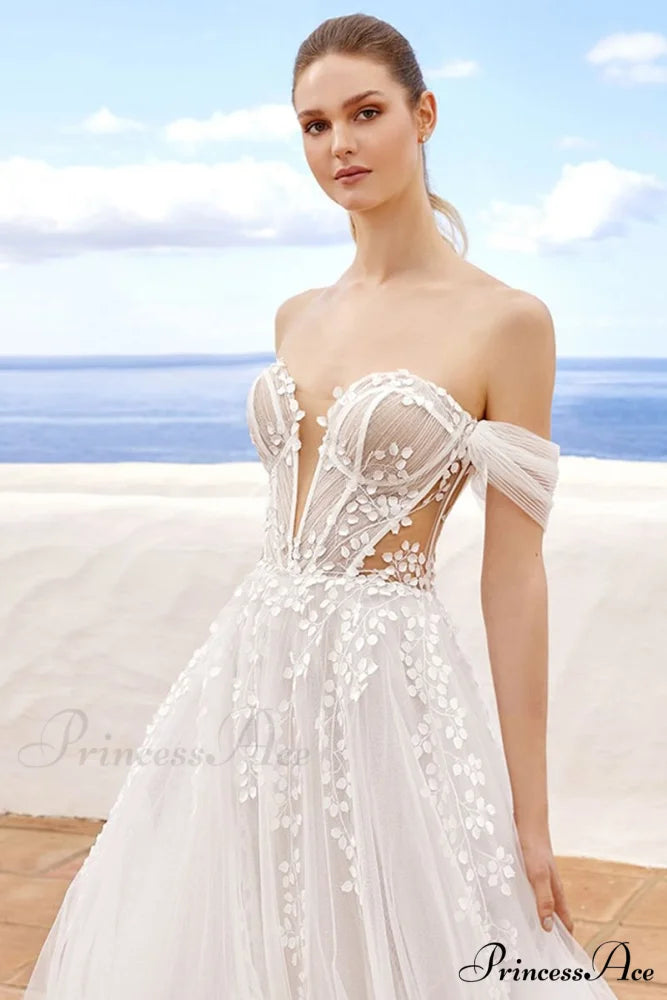 Fairytale Romance Graceful Off-the-Shoulder Wedding Dress