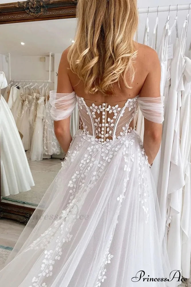 Fairytale Romance Graceful Off-the-Shoulder Wedding Dress