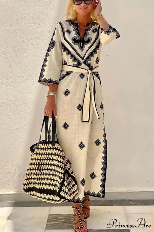 Fall Aromatic Hemp A-line Boho Dress creamy-white / S bohodress-250126